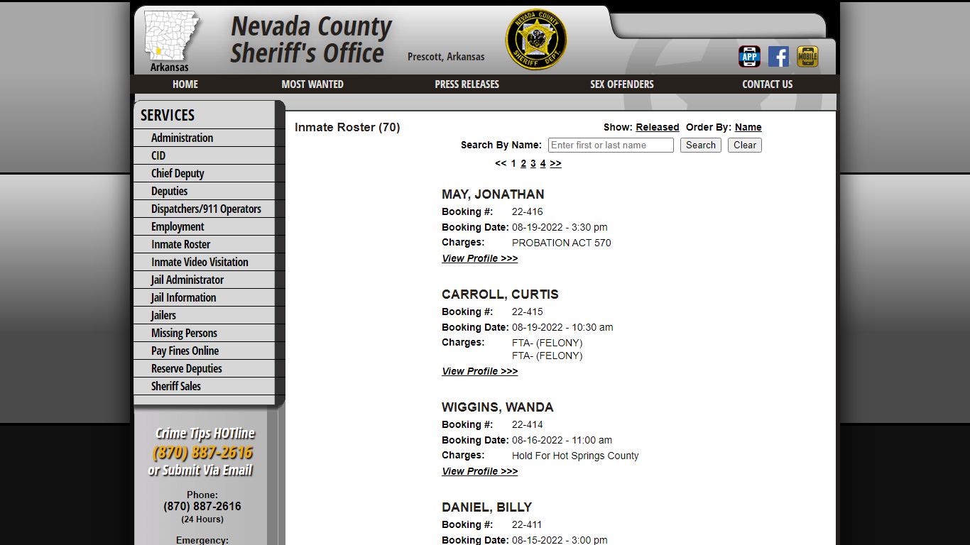 Inmate Roster - Current Inmates Booking Date Descending - Nevada County ...